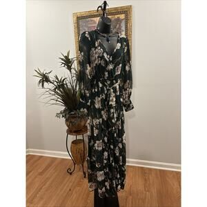 MiSC Elevated Basics Women Cap Long Sleeve V Neck Dress‎ SM Belted Elastic Waist